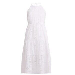 Excellent Condition, SZ M (8-10) Cotton Blend Eyelet Midi Sundress, White